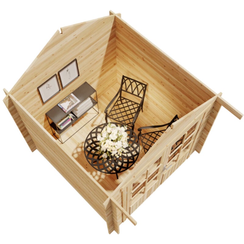 Gartenhaus Palma Gartenhaus aus Holz in Grau, Holzhaus mit 28 mm Wandstärke, Blockbohlenhaus mit Montagematerial - Alpholz