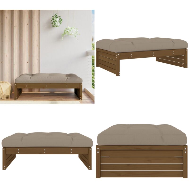 Gartenhocker Honigbraun 120x80 cm Massivholz Kiefer - Gartenstuhl - Holzsessel - Gartenlounge - Balkonmöbeln - Esszimmerstühle - Home & Living