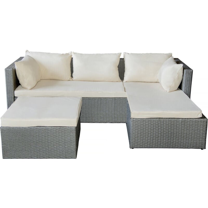 Gartenlounge aus Polyrattan 3-Sitzer 'Diya' - Hellgrau