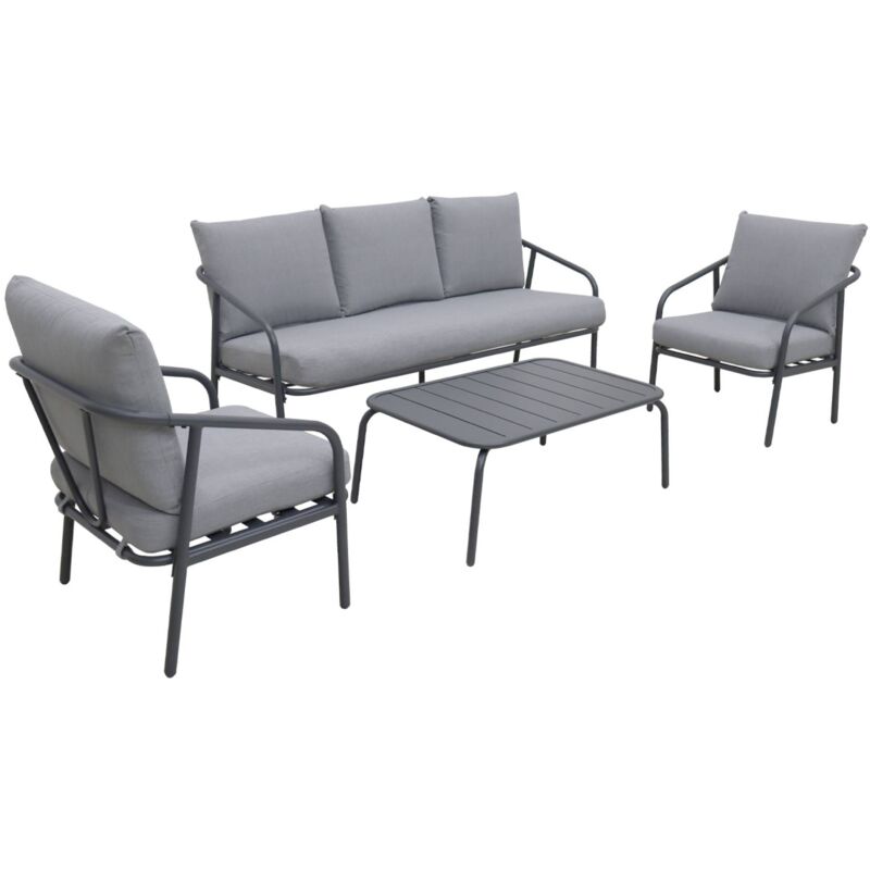 sweeek - Gartenlounge-Set aus Stahl für 5 Personen Anthrazit / Grau