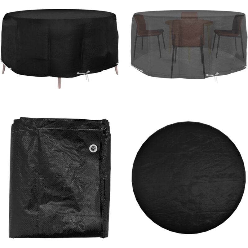 Gartenmöbel-Abdeckung 10 Ösen Ø260x90 cm Rund - Gartenmöbelschutzhülle - Rattanmöbel Abdecken - Gartenmöbel Wetterfest - Gartenmöbelüberdachung