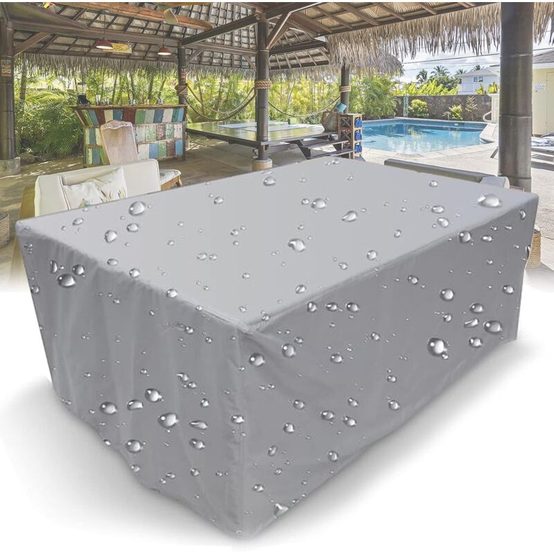 Gartenmöbel-Abdeckung, 210D rechteckige wasserdichte Möbelabdeckung mit Kordelzug für Gartenmöbel Terrassentisch Möbelabdeckung Silber, 120 x 60 x 90