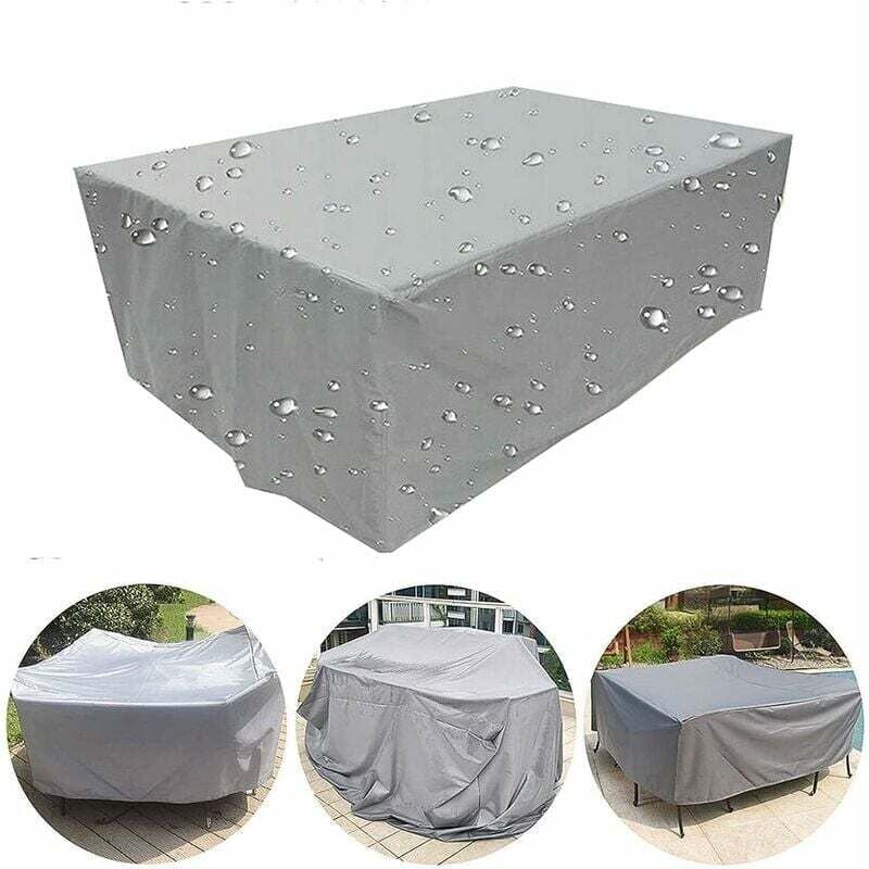 Gartenmöbel Abdeckung Gartentisch Abdeckung, Rechteckige Schutzhülle wasserdichte Abdeckplane für Gartenmöbel für Tisch, Sofa, Liege, Stühle, Silber
