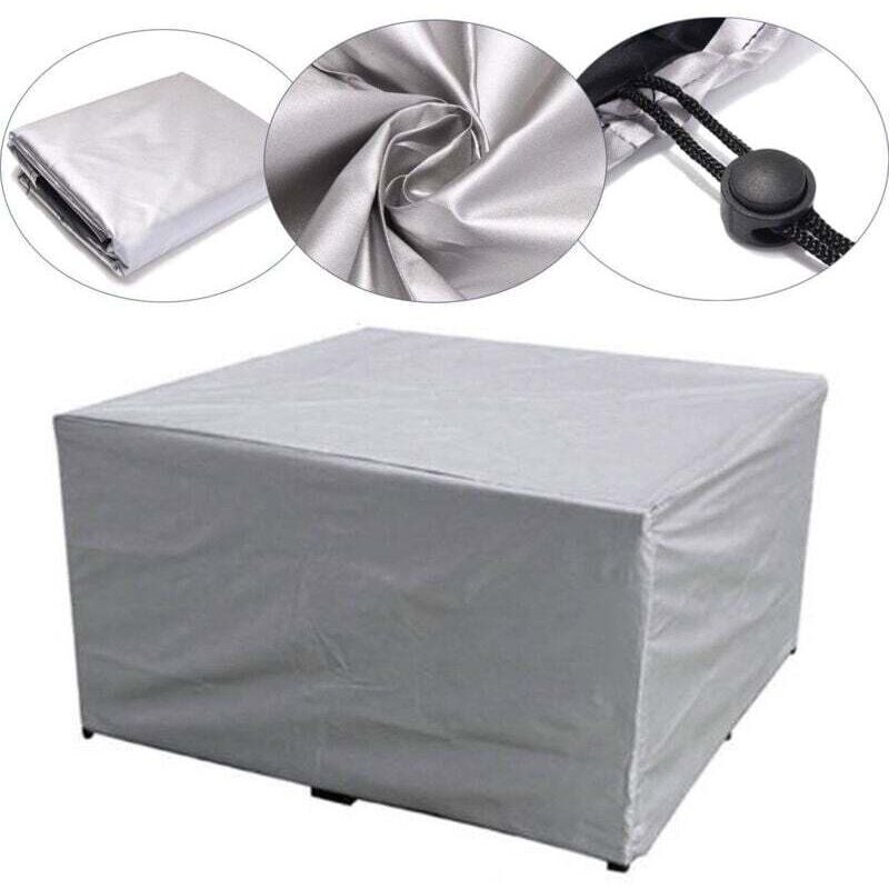 Gartenmöbel-Abdeckungen 11511570cm Gartenmöbel-Abdeckung 210D Oxford-Gewebe Wasserdicht Winddicht Anti-UV-Plane Outdoor-Gartentisch-Schutz-Silber