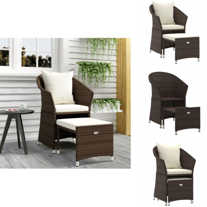 2-tlg. Garten-Lounge-Set mit Kissen Braun Poly Rattan - Garten Lounge Set - Outdoor Möbel - Rattan Sessel - Loungeset - Gartenstuhl