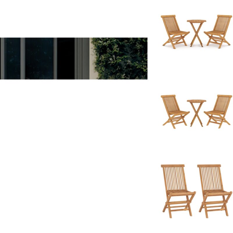 3-tlg. Garten-Essgruppe Massivholz Teak - Gartenmöbel - Essgruppe - Terrassentisch - Gartentisch - Holzmöbel