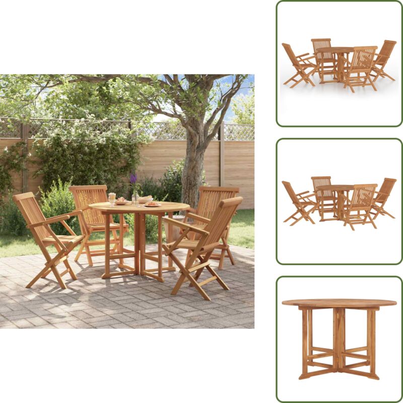 5-tlg. Garten-Essgruppe Klappbar Massivholz Teak - Gartenmöbel - Essgruppe - Teakholz - Outdoor Möbel - Gartenset