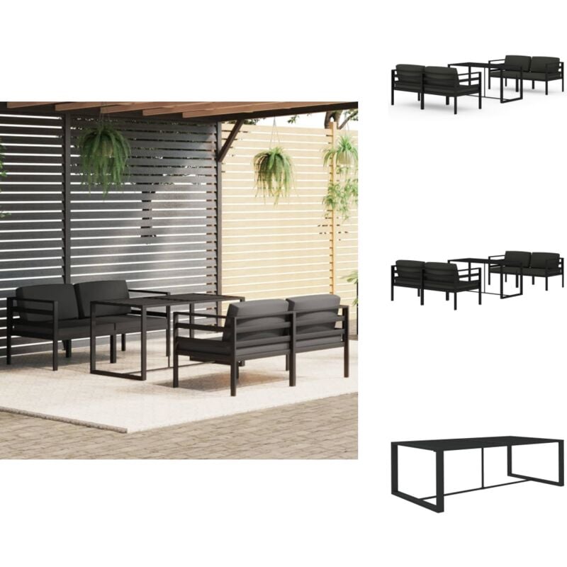 5-tlg. Garten-Lounge-Set mit Kissen Aluminium Anthrazit - Garten Lounge Set - Alu Gartenmöbel - Gartenmöbel Anthrazit - Lounge Möbel - Außenbereich