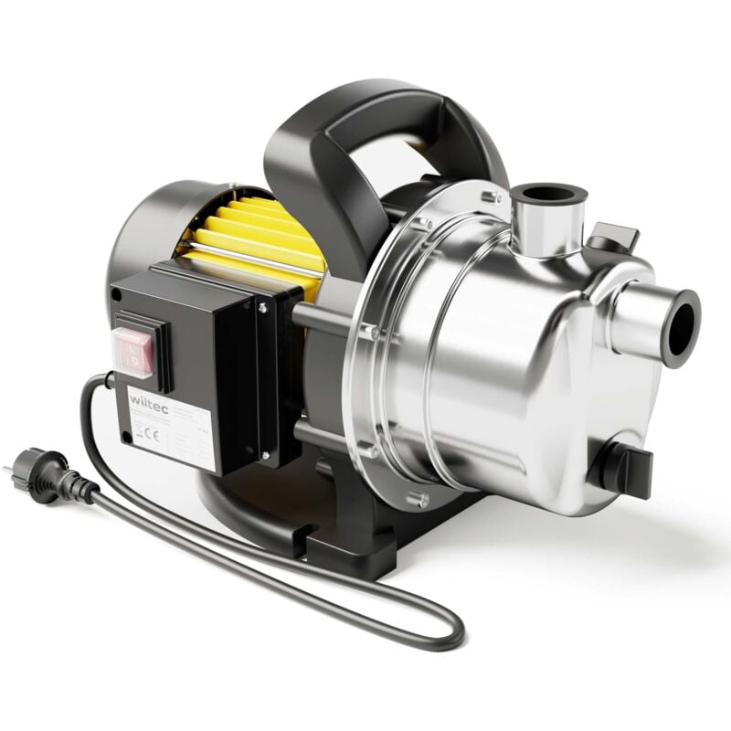 Wiltec - Gartenpumpe 2800l/h, 600W, Tragegriff & Wasserablassschraube, max. Förderhöhe 35m, rostfreier Stahl Hauswasserwerk Wasserpumpe