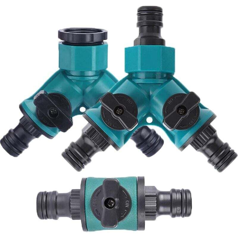 SNQ - Gartenschlauch-Verteiler, 2-Wege-Ventil, Wasserverteiler-Anschluss, 2-Wege-Schlauchverbinder für Gartenschlauch, Doppelschlauch-Anschluss,