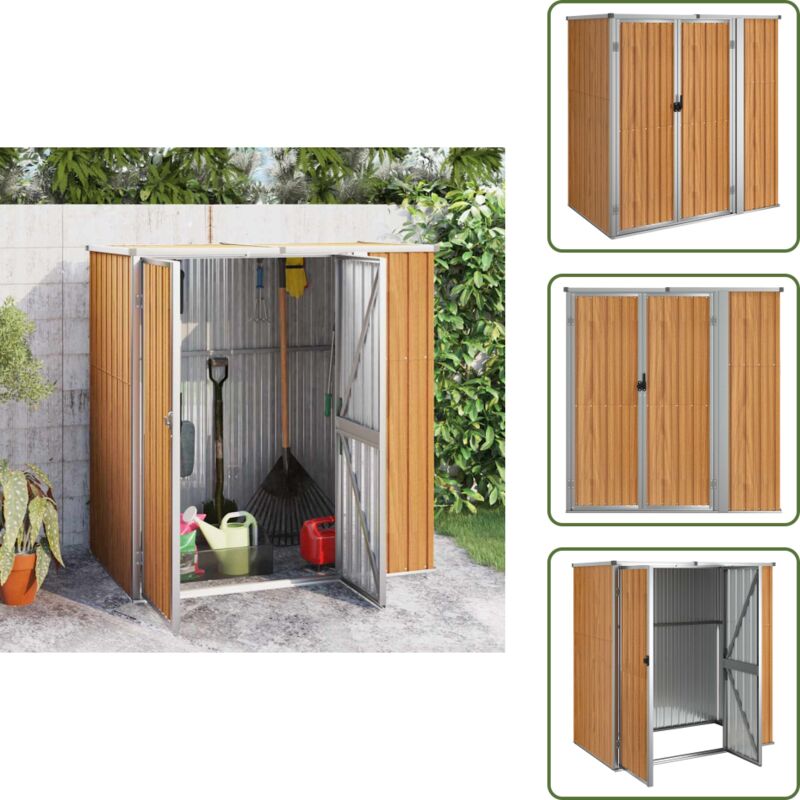 Gerätehaus Braun 161x89x161 cm Verzinkter Stahl - Geräteschuppen - Gartenhaus - Werkzeuglager - Outdoor Aufbewahrung - Braunes Gartenhaus
