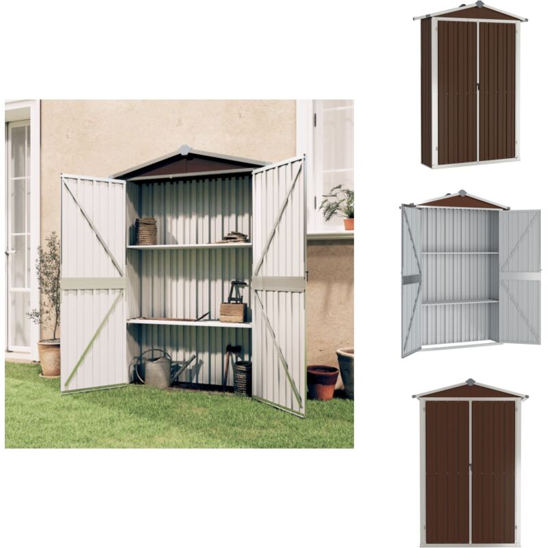 Geräteschuppen Braun 116x45x175 cm Verzinkter Stahl - Gartenschuppen - Geräteschuppen - Werkzeuglager - Outdooraufbewahrung - Gartenhaus