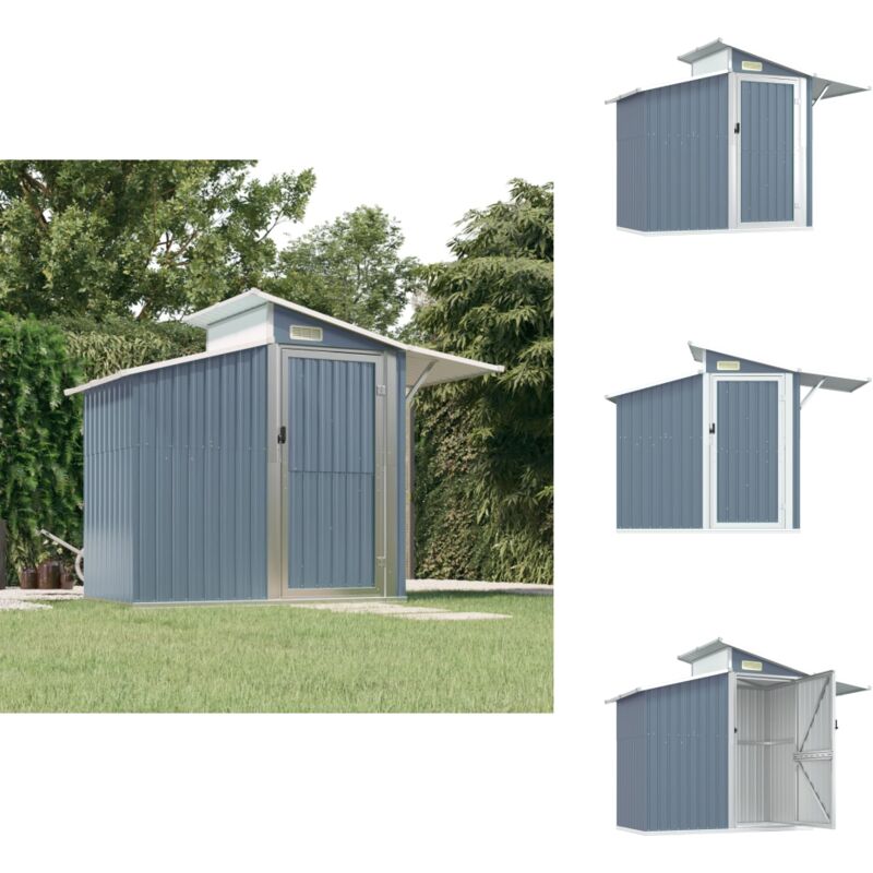 Geräteschuppen Grau 270x130x208,5 cm Verzinkter Stahl - Gartenschuppen - Geräteschuppen - Werkzeuglager - Außenaufbewahrung - Gartenorganisation