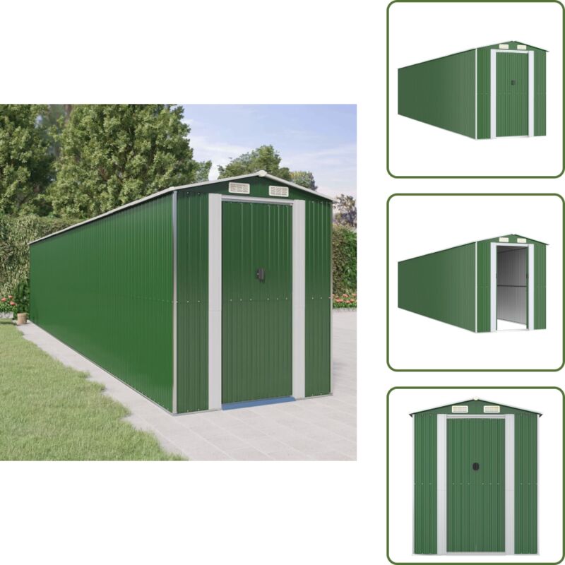 Gartenschuppen & Geräteschuppen - Living Geräteschuppen Grün 192x938x223 cm Verzinkter Stahl - Grün