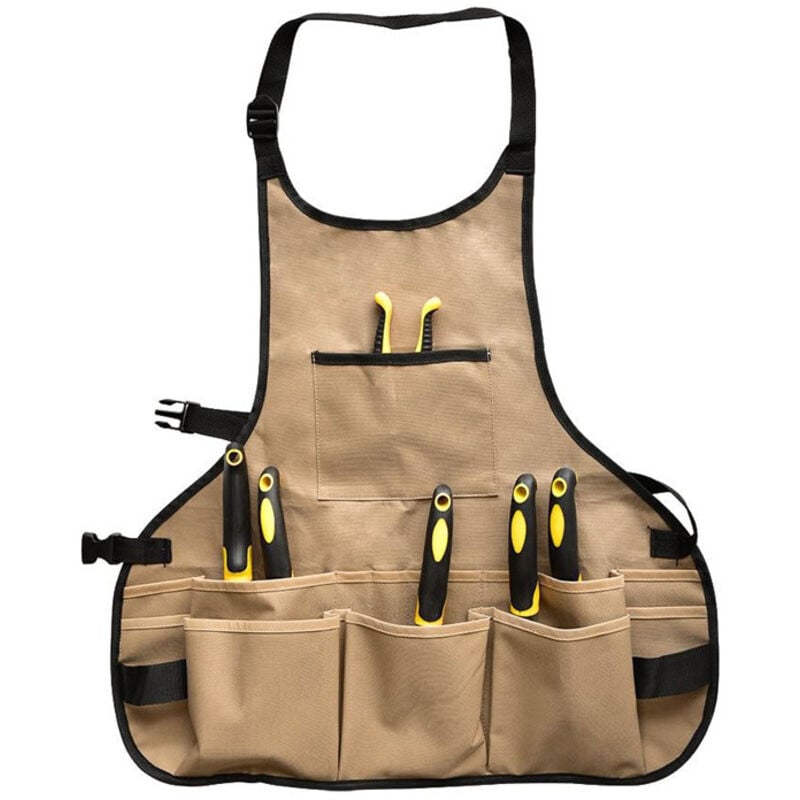 Tigrezy - Gartenschürze mit großen Taschen für Damen, 14 Taschen, wasserdichte Werkzeugschürze, Arbeitsschürze, strapazierfähig, Größe m bis xl