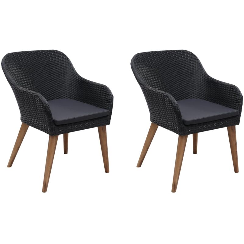 Vidaxl - Gartenstühle mit Polstern 2 Stk. Poly Rattan Schwarz