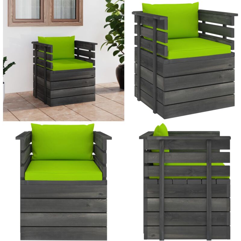 Gartensessel mit Kissen Kiefernholz - Gartensessel - Lounge Sessel - Kiefernholz Möbel - Outdoor Möbel - Gartenmöbel - Home & Living