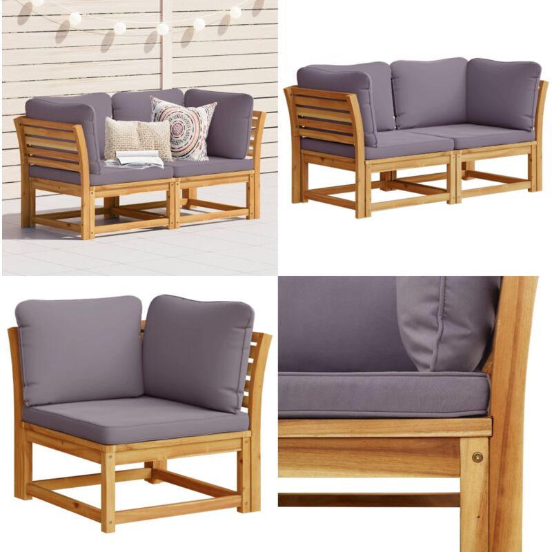 Gartensofa mit Kissen 2-Sitzer Massivholz Akazie - Gartensofa - Holzsessel - Gartenlounge - Esszimmerset - Balkonmöbeln - Home & Living
