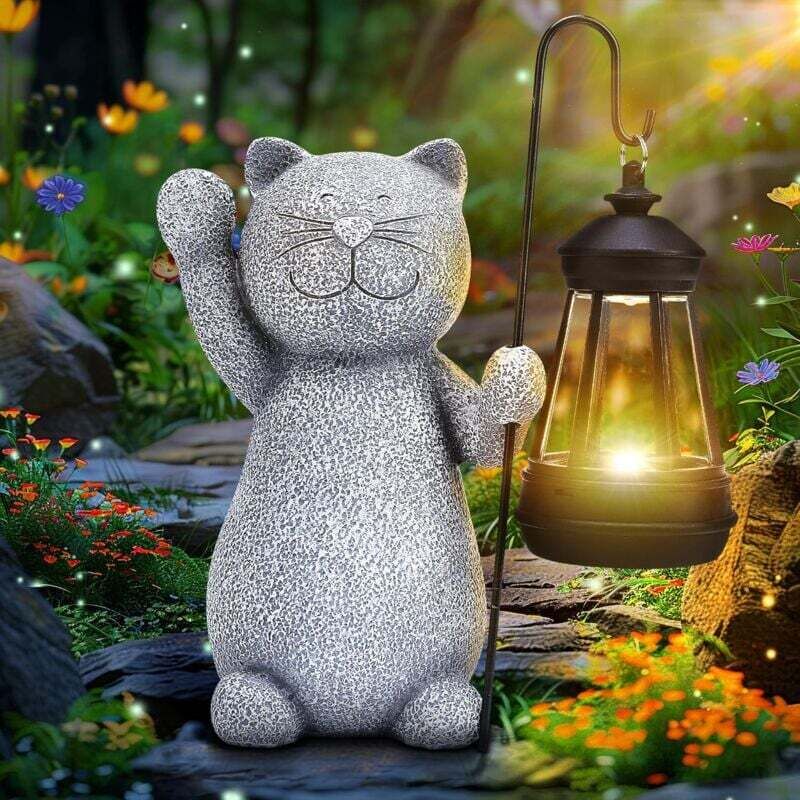 Gartenstatue, Solarlampe, Außendeko, Elefant, Geschenkidee für Mama, Frau, Mann, Geburtstag, Haus, Balkon, Terrasse, Deko, Grau