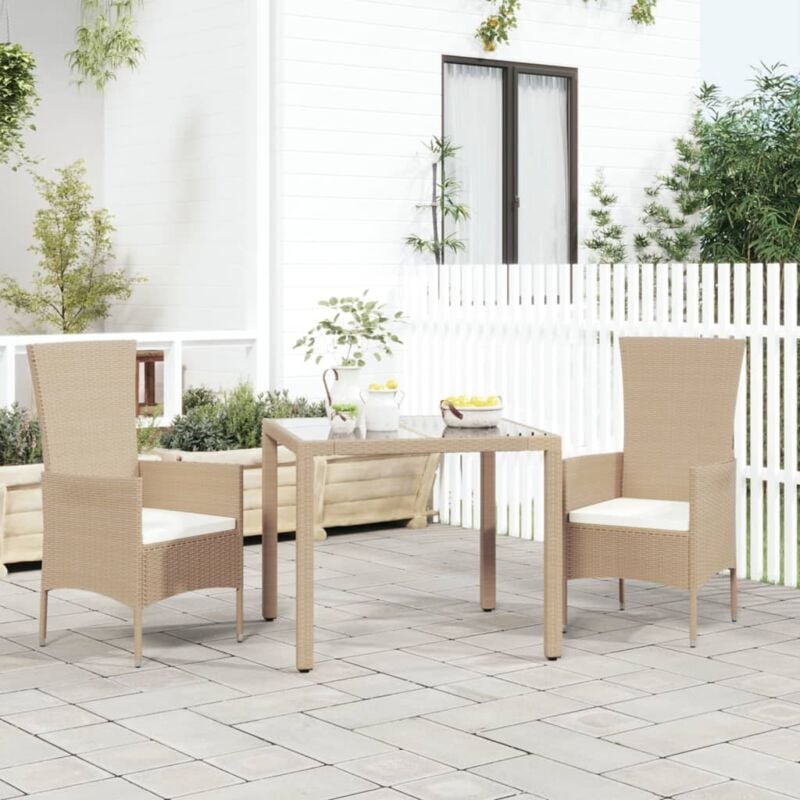 Gartenstühle mit Kissen 2 Stk. Poly Rattan Beige - Vidaxl