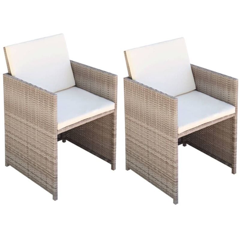 Vidaxl - Gartenstühle 2 Stk. mit Polstern und Kissen Poly Rattan Beige