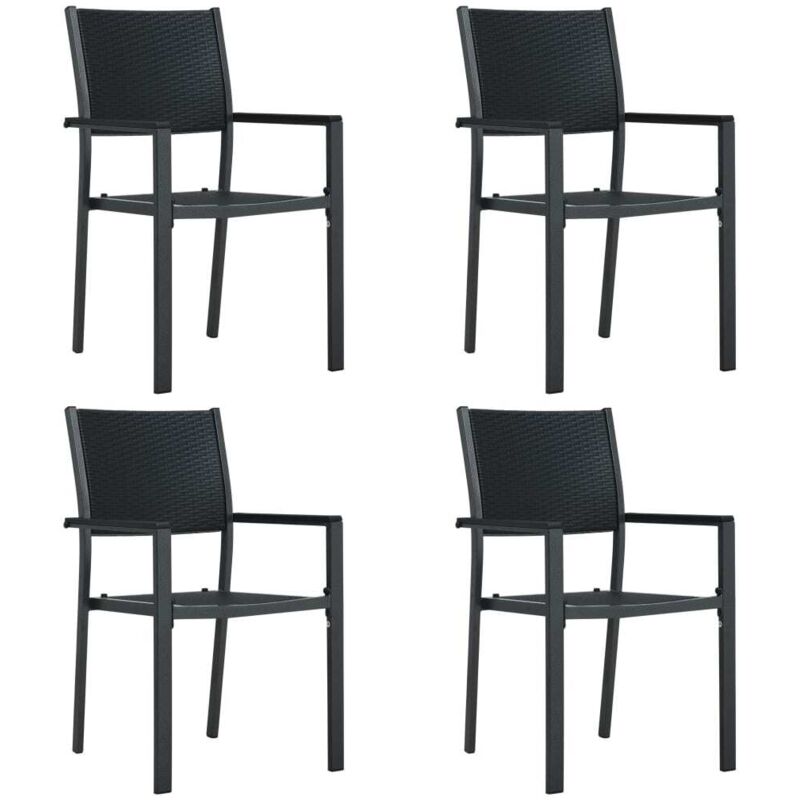 Gartenstühle 4 Stk. Schwarz Kunststoff Rattan-Optik - Vidaxl