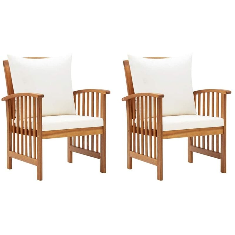 vidaXL Gartenstühle mit Kissen 2 Stk. Akazie Massivholz