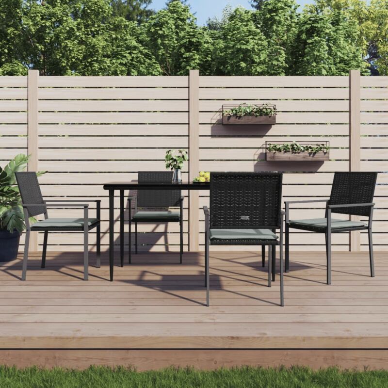 Vidaxl - Gartenstühle mit Kissen 4 Stk. Schwarz 54x62,5x89cm Poly Rattan