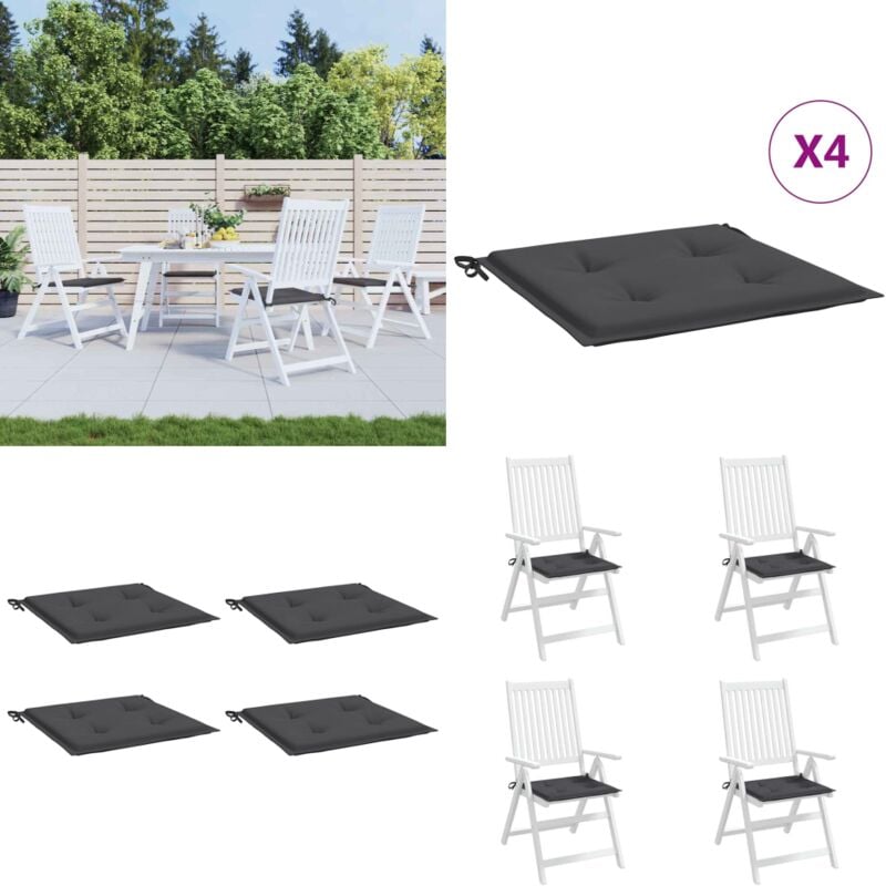 Gartenstuhl-Kissen 4 Stk. Anthrazit 50x50x3 cm Oxford-Gewebe - Sitzkissen - Gartenkissen - Outdoor-Dekoration - Balkonmöbel - Terrasse - Home & Living