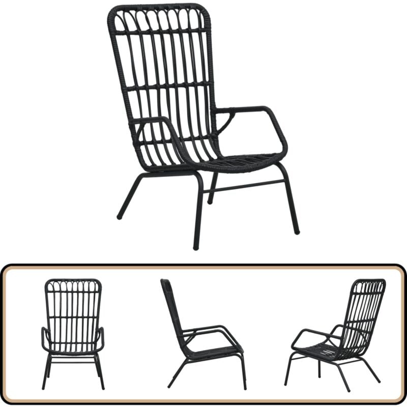 Vidaxl - Gartenstuhl Poly Rattan Schwarz - Gartenstuhl - Polyrattan - Esszimmerstuhl - Balkonmöbel - Terrassentisch