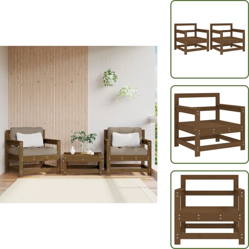 Gartenstühle 2 Stk. Honigbraun Massivholz Kiefer - Gartensaßsessel - Gartenmöbel - Holzmöbel - Terrassentisch - Lounge Möbel