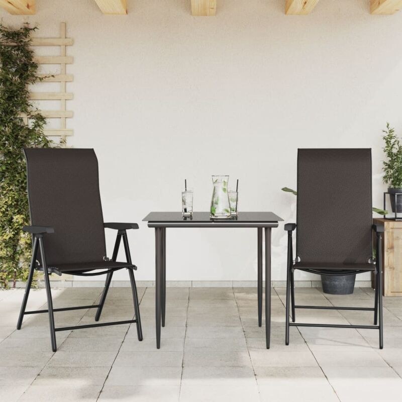 Vidaxl - Gartenstühle 2 Stk. Klappbar Schwarz Kaffeebraun Poly Rattan