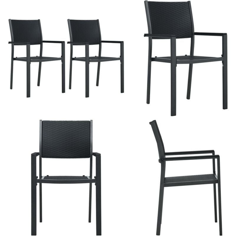 Vidaxl - Gartenstühle 2 Stk. Schwarz Kunststoff Rattan-Optik - Gartensessel - Gartenstühle - Kunststoffe Gartenstuhl - Outdoor Möbel - Balkonmöbel