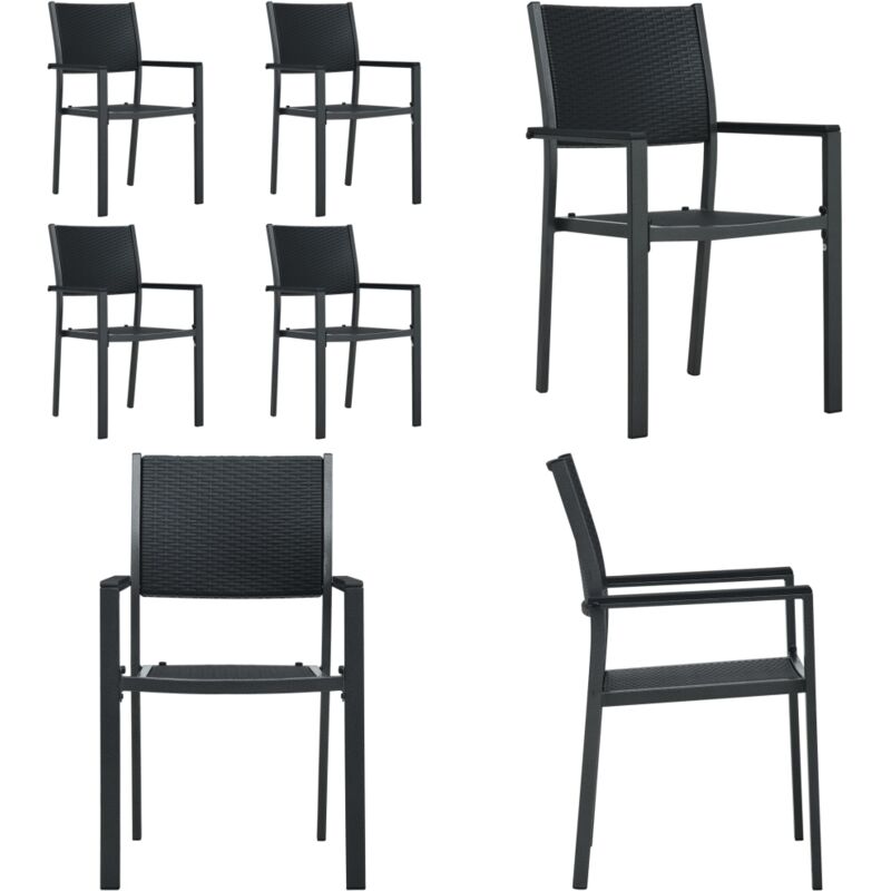 Gartenstühle 4 Stk. Schwarz Kunststoff Rattan-Optik - Gartensessel - Gartenstühle - Kunststoffe Gartenstuhl - Outdoor Möbel - Balkonmöbel - Home &