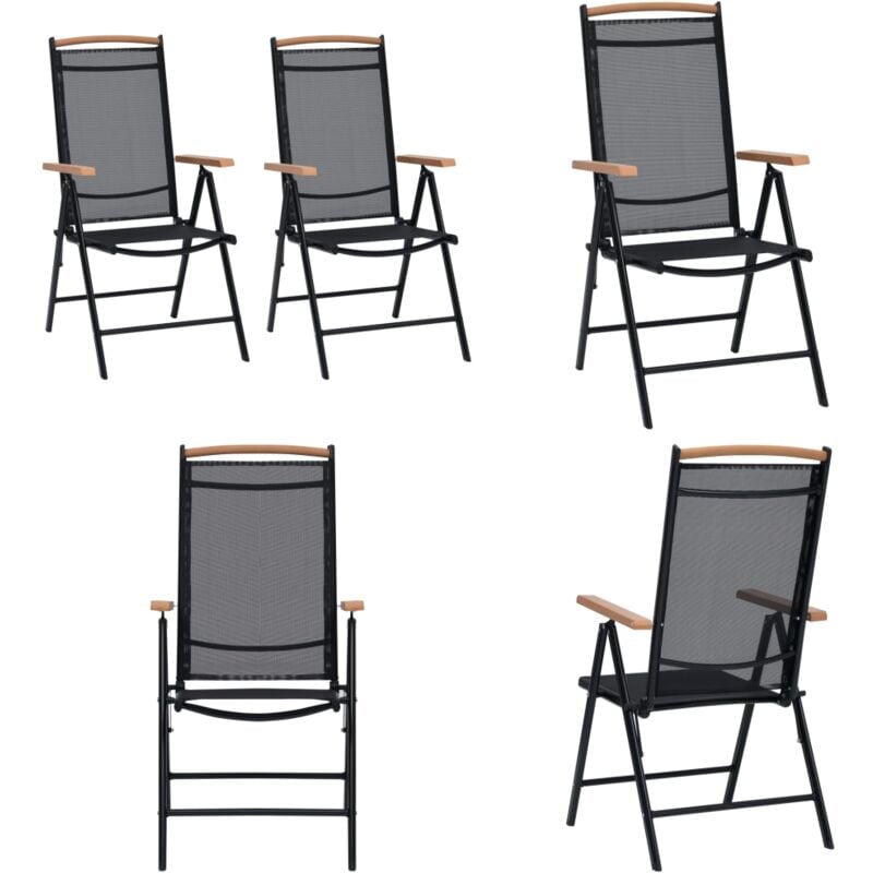 Gartenstühle Klappbar 2 Stk. Aluminium und Textilene Schwarz - Gartenstühle - Klappstühle - Balkonmöbel - Terrassenmöbel - Esszimmerstühle - Home &