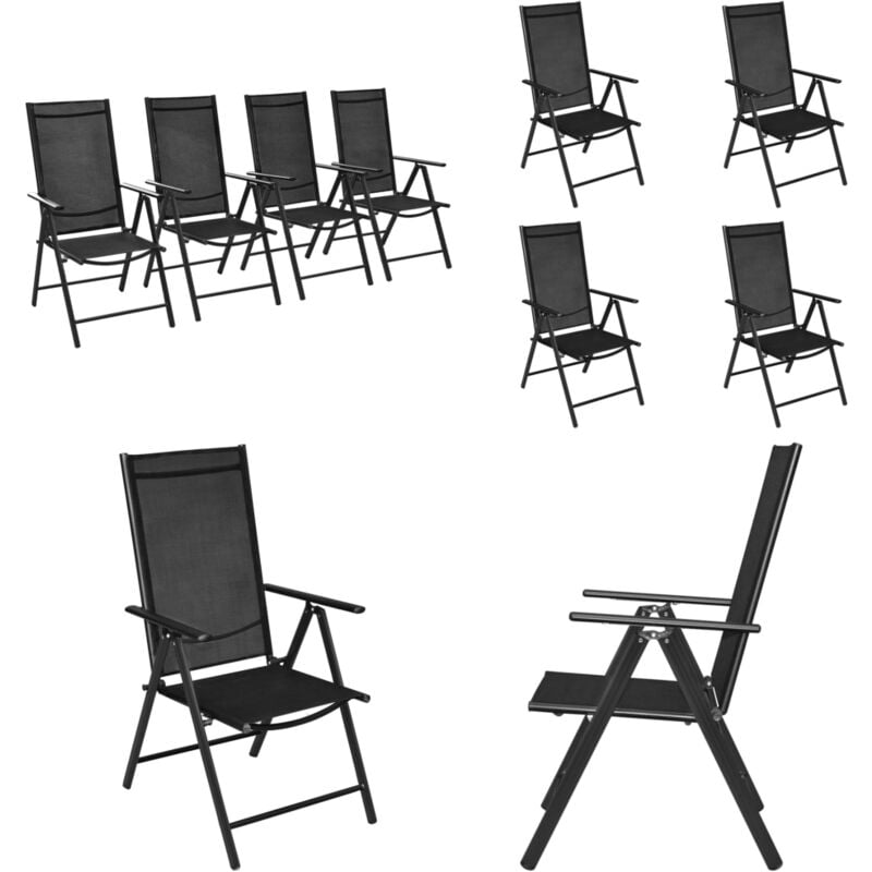 Vidaxl - Gartenstühle Klappbar 4 Stk. Aluminium und Textilene Schwarz - Gartensaßsessel - Gartenstühle Klappbar - Outdoor Möbel - Aluminium