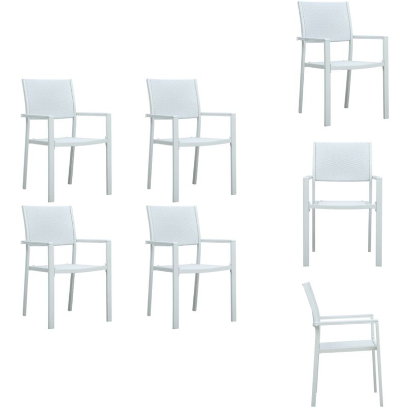 Vidaxl - Gartenstühle 4 Stk. Weiß Kunststoff Rattan-Optik - Gartensessel - Gartenstühle - Kunststoffe Gartenmöbel - Outdoor Möbel - Balkonmöbel