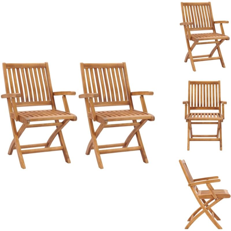 Gartenstühle - Living Klappbare Gartenstühle 2 Stk. Massivholz Teak