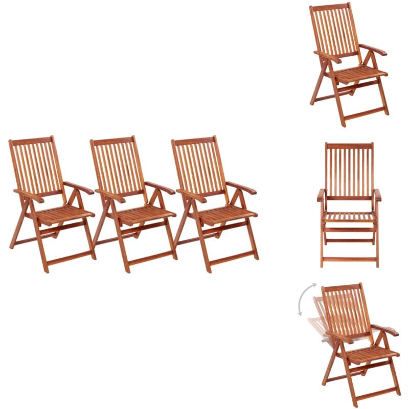 Vidaxl - Klappbare Gartenstühle 3 Stk. Massivholz Akazie - Holz Gartenstühle - Akacie Möbel - Outdoor Sessel - Balkonmöbel - Terrassenmöbel