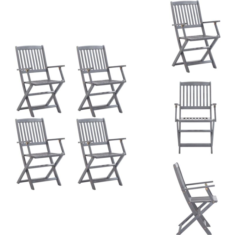 Vidaxl - Klappbare Gartenstühle 4 Stk. Massivholz Akazie - Esszimmerstühle - Gartenstühle - Outdoor Möbel - Balkonmöbel - Klappstühle
