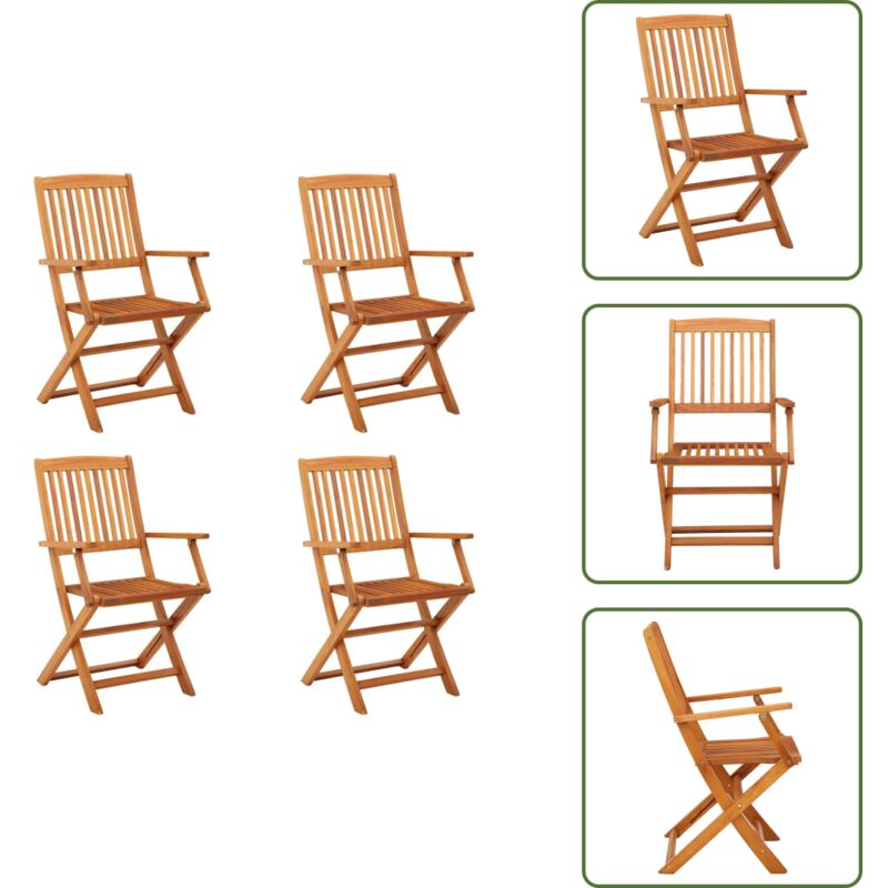 Vidaxl - Klappbare Gartenstühle 4 Stk. Massivholz Eukalyptus - Klappbarer Gartenstuhl - Gartenmöbel - Outdoor Möbel - Holzmöbel - Esszimmerstuhl
