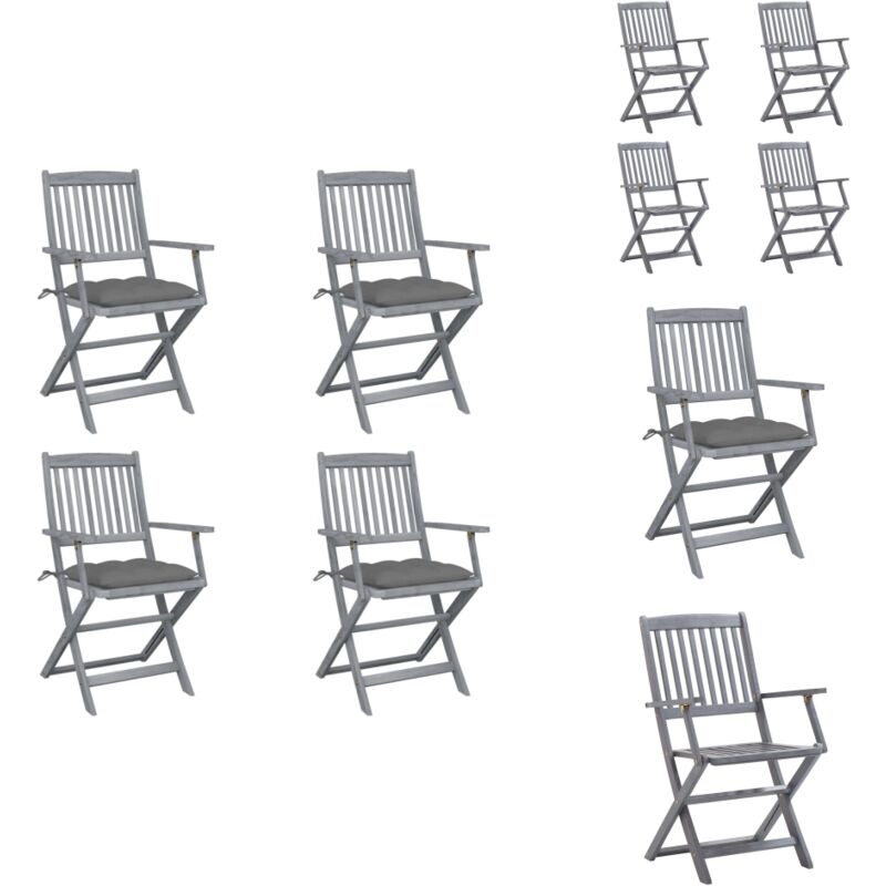 Vidaxl - Klappbare Gartenstühle 4 Stk. mit Kissen Massivholz Akazie - Holz Gartenstühle - Esszimmerstühle - Gartenmöbel - Outdoor Möbel - Balkonmöbel