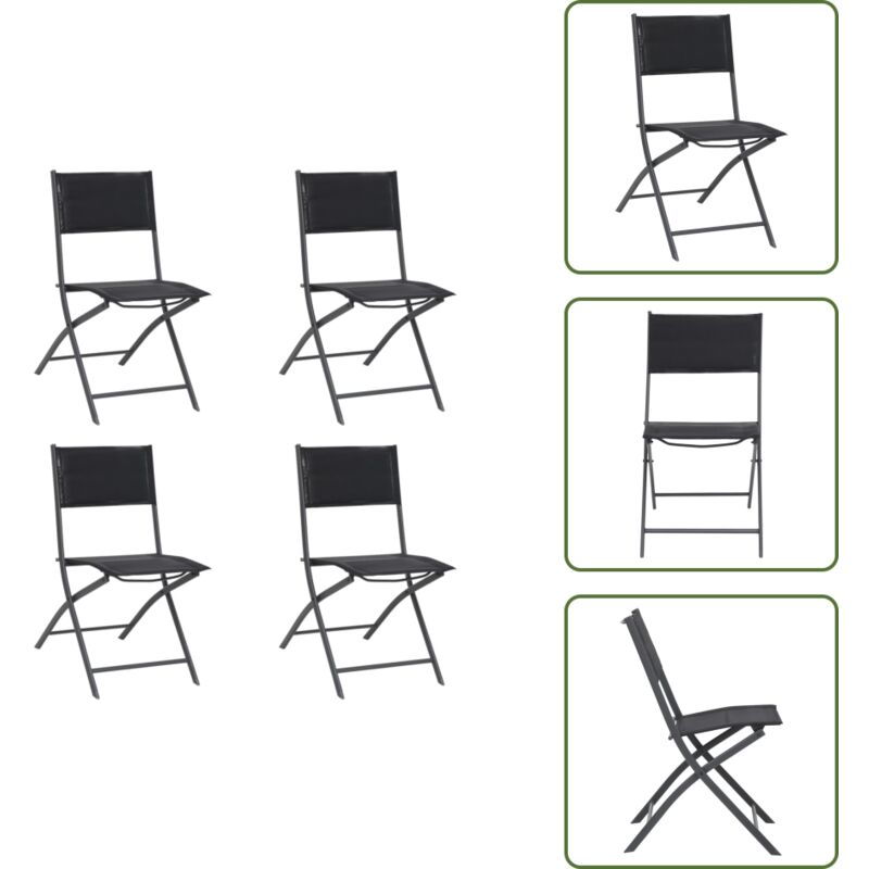 Klappbare Gartenstühle 4 Stk. Stahl und Textilene - Klappstuhl - Gartenstuhl - Balkonstuhl - Esszimmerstuhl - Stahldesign