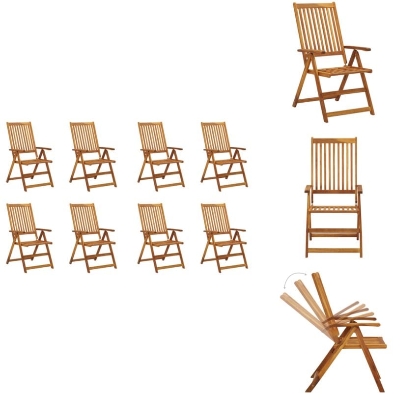 Vidaxl - Klappbare Gartenstühle 8 Stk. Massivholz Akazie - Holz Gartenstühle - Esszimmerstühle - Outdoor Möbel - Balkonmöbel - Gartenmöbel Set