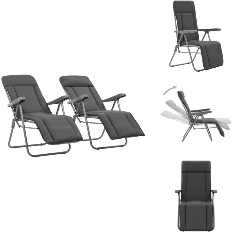 Klappbare Gartenstühle mit Polstern 2 Stk. Grau - Gartensessel - Klappstuhl - Outdoor Möbel - Lounge Chair - Gartenlounge