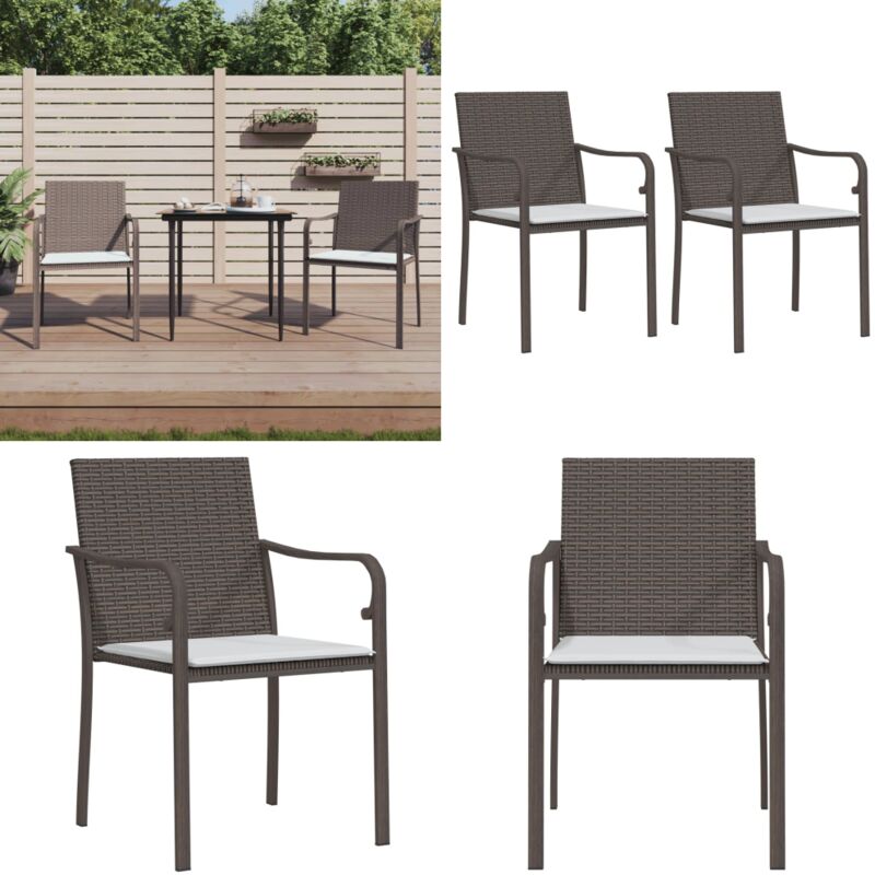 Vidaxl - Gartenstühle mit Kissen 2 Stk. Braun 56x59x84 cm Poly Rattan - Gartenstuhl - Outdoor Möbel - Terrassentisch - Balkonmöbel - Lounge Set
