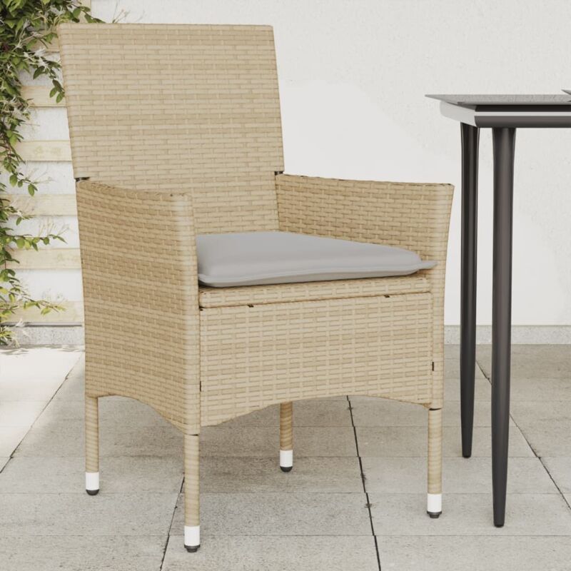 Vidaxl - Gartenstühle mit Kissen 2 Stk. Beige Poly Rattan