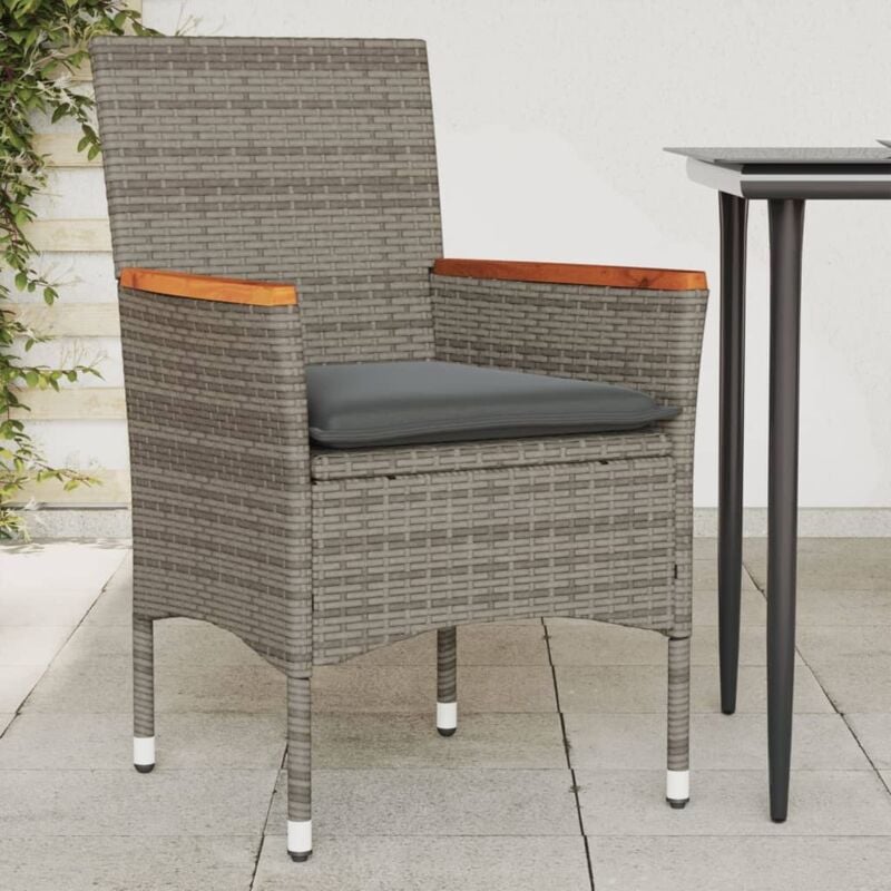Vidaxl - Gartenstühle mit Kissen 2 Stk. Grau Poly Rattan