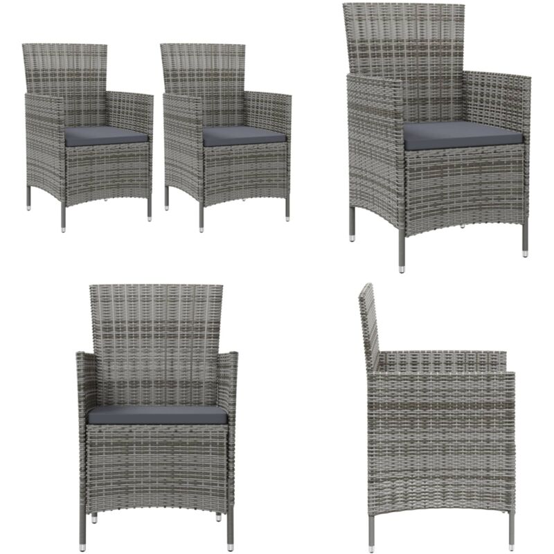 Vidaxl - Gartenstühle mit Kissen 2 Stk. Poly Rattan Grau - Gartenstühle - Outdoor Möbel - Balkonmöbel - Esszimmerstühle - Rattan Gartenmöbel - Home &