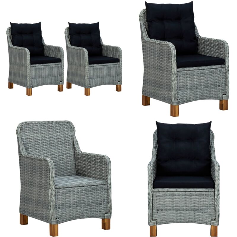 Vidaxl - Gartenstühle mit Kissen 2 Stk. Poly Rattan Hellgrau - Gartenstühle - Outdoor Möbel - Balkonmöbel - Esszimmerstühle - Lounge Sessel - Home &